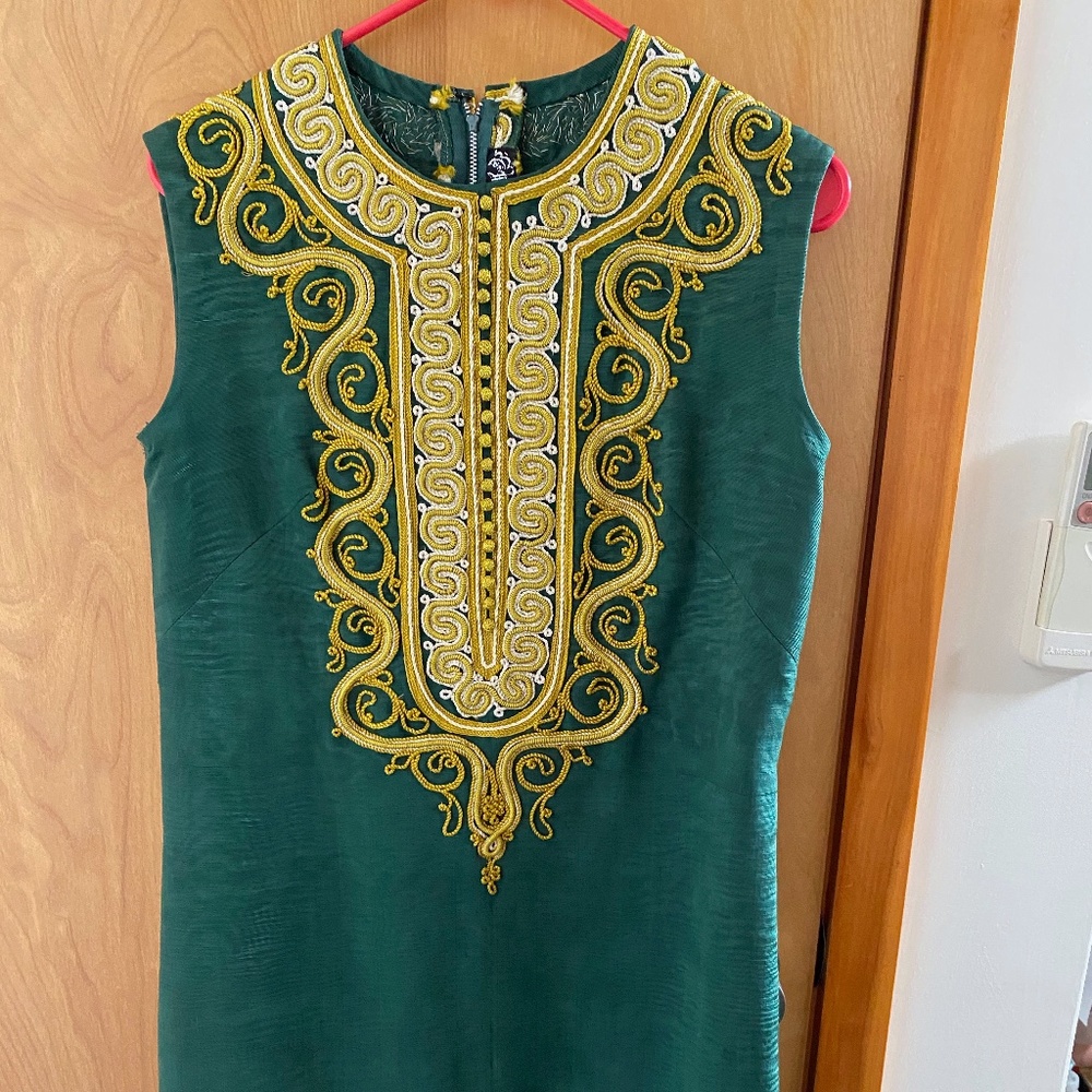 Embroidered Silk Shift Dress